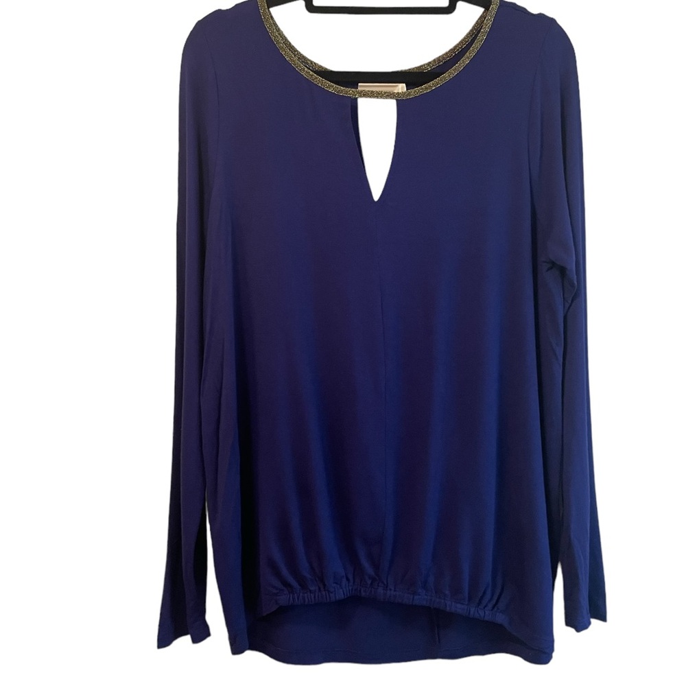 Elegant Blue Long Sleeve Top‎